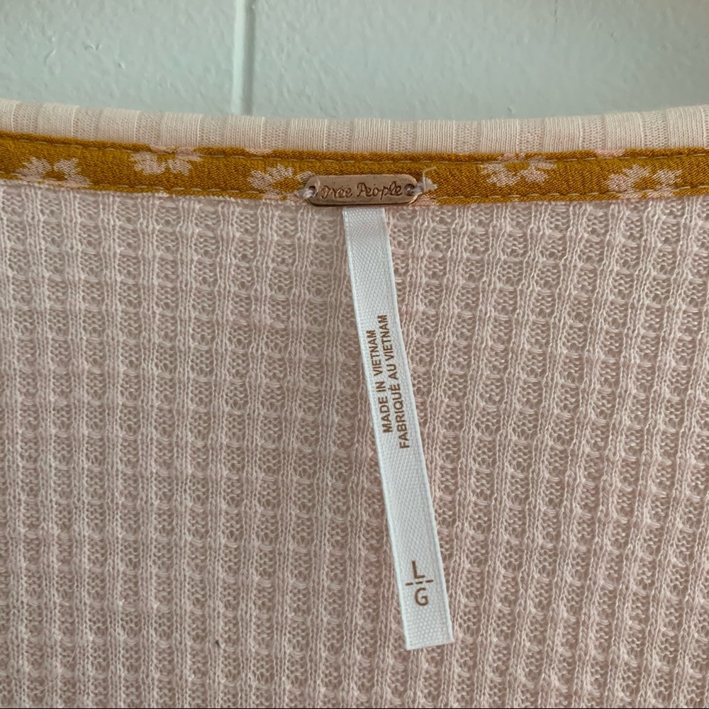 Free People Pink and Mustard Mixed-Media Wrap Blouse - Picture 2 of 10